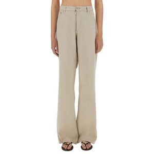 PALOMA WOOL High-Waisted Wide-Leg Zippered Pants Women Beige